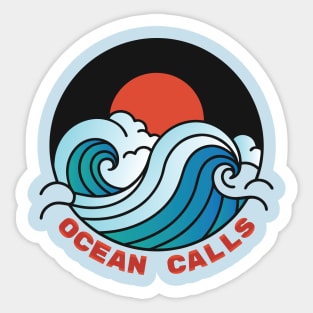 Ocean calls retro wave and sunset graphic Sticker